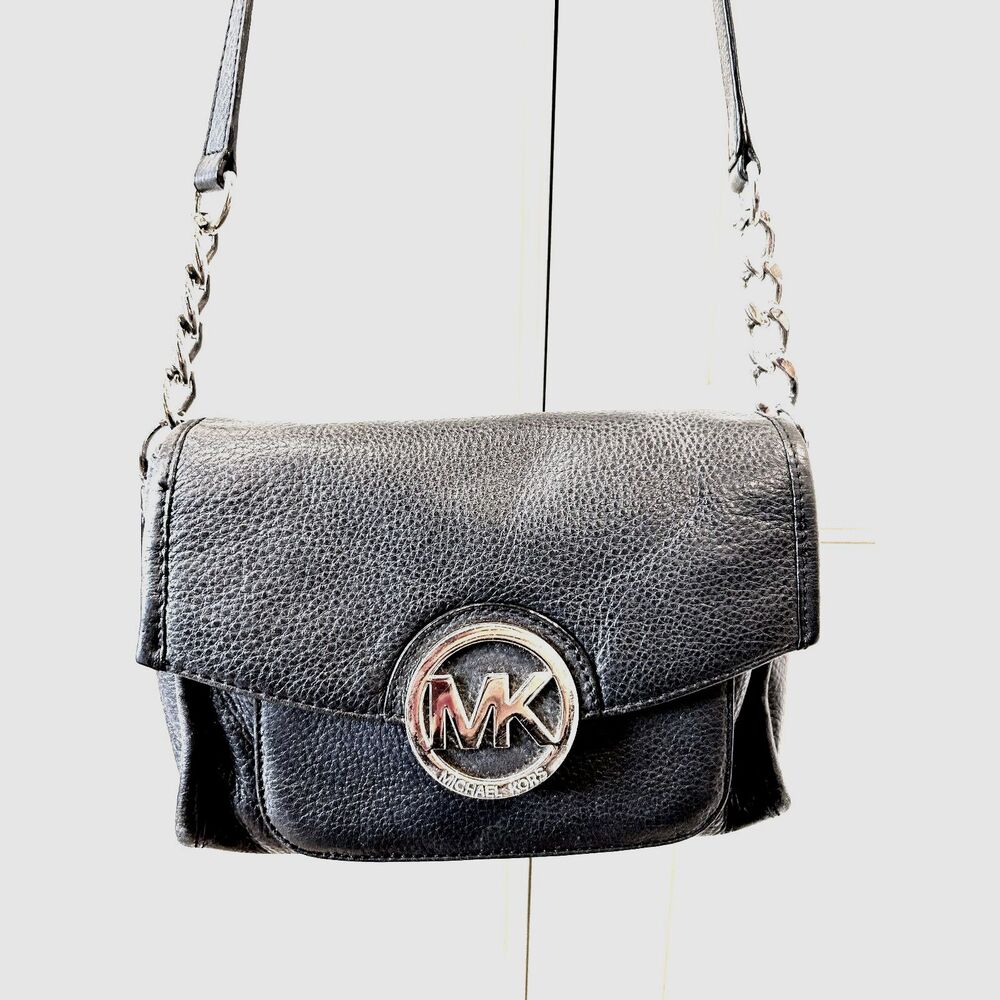 Michael Kors Fulton Black Leather Crossbody Handbag